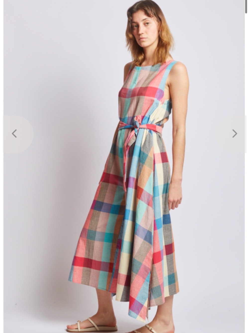 Sleeveless Multicolor Plaid Wide-Leg Jumpsuit - Picture 2 of 13